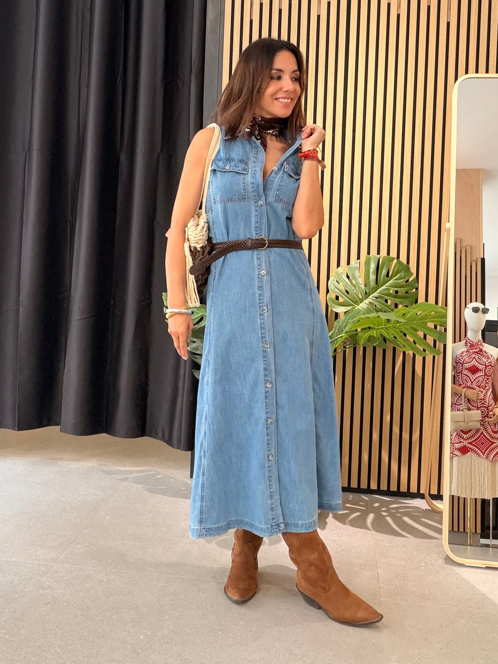 Vestido Denim Midi