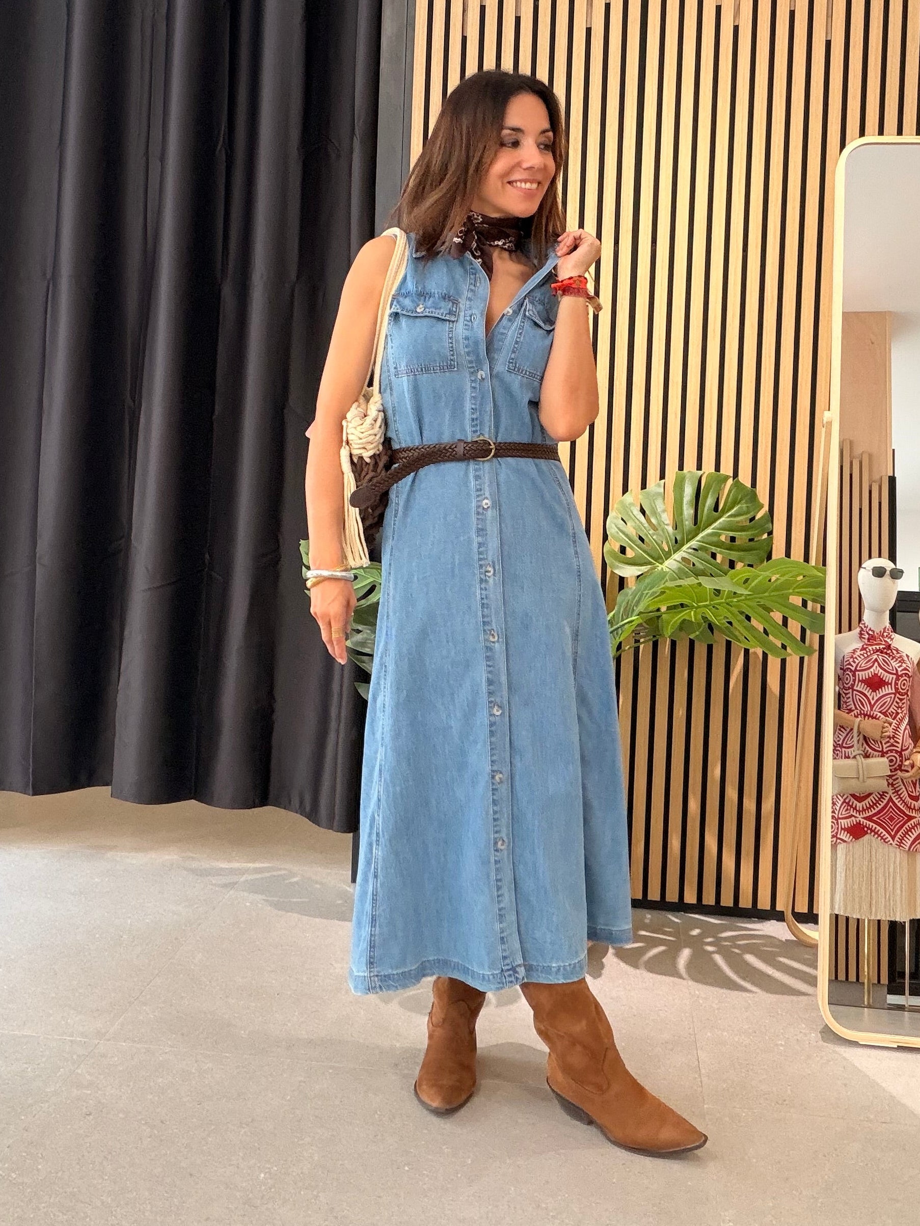 Vestido Denim Midi