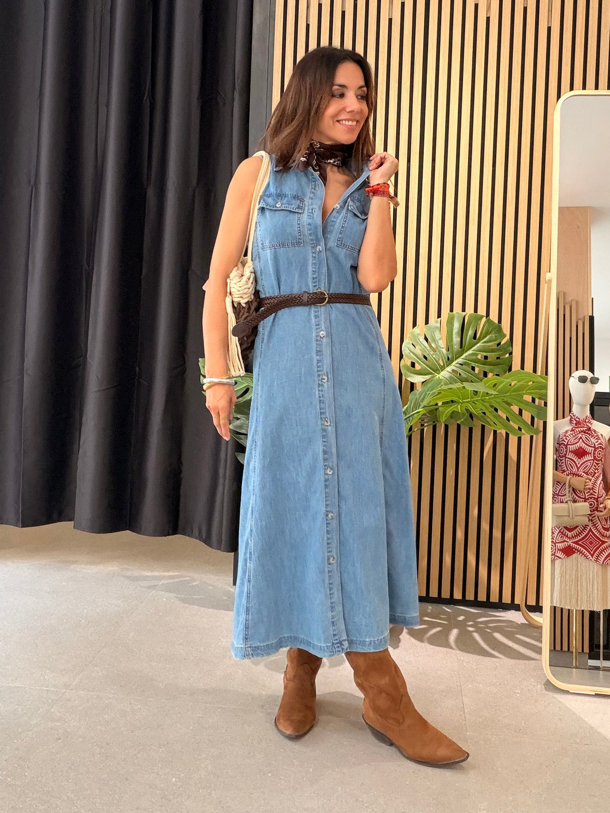 Vestido Denim Midi