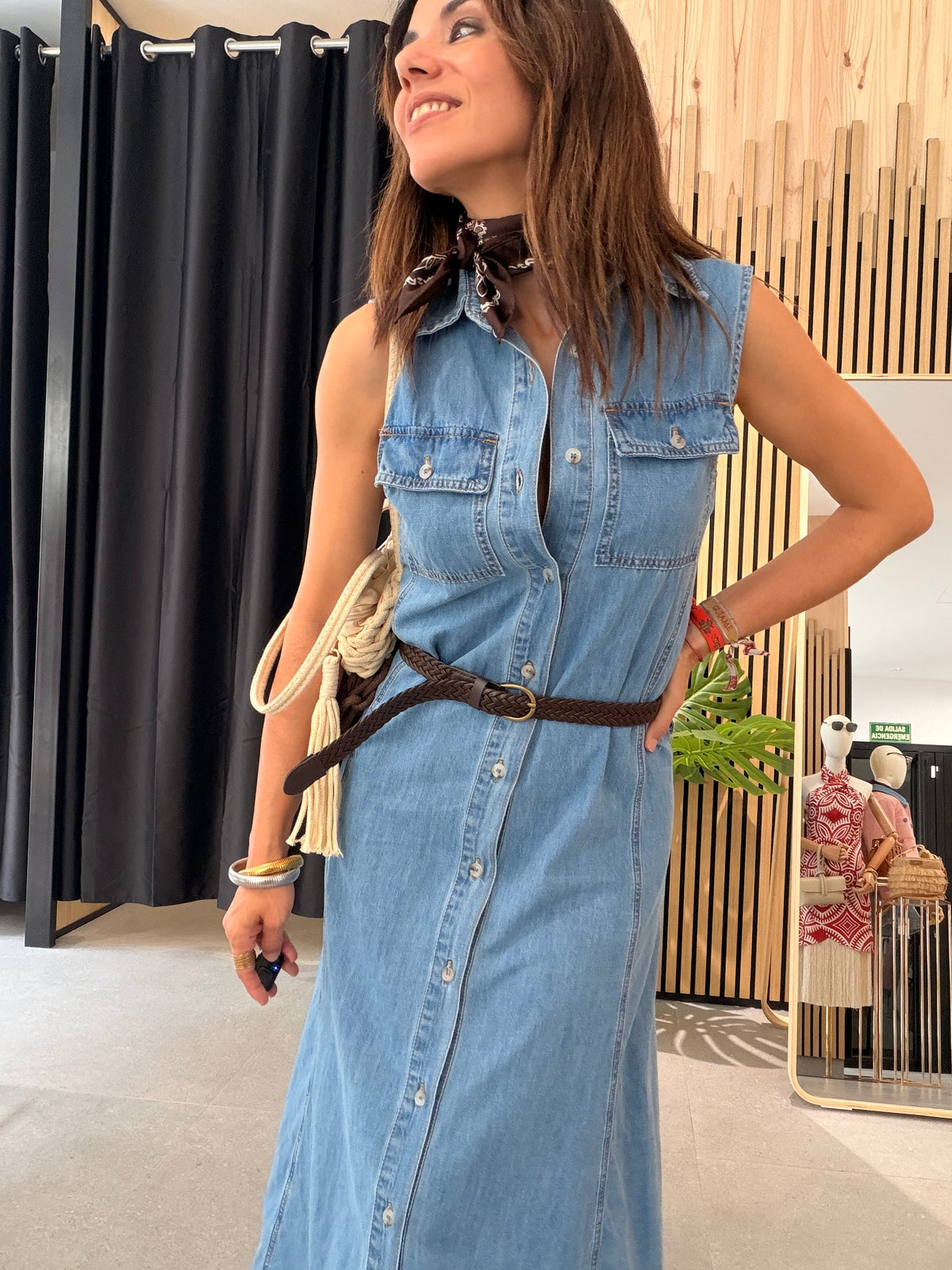 Vestido Denim Midi