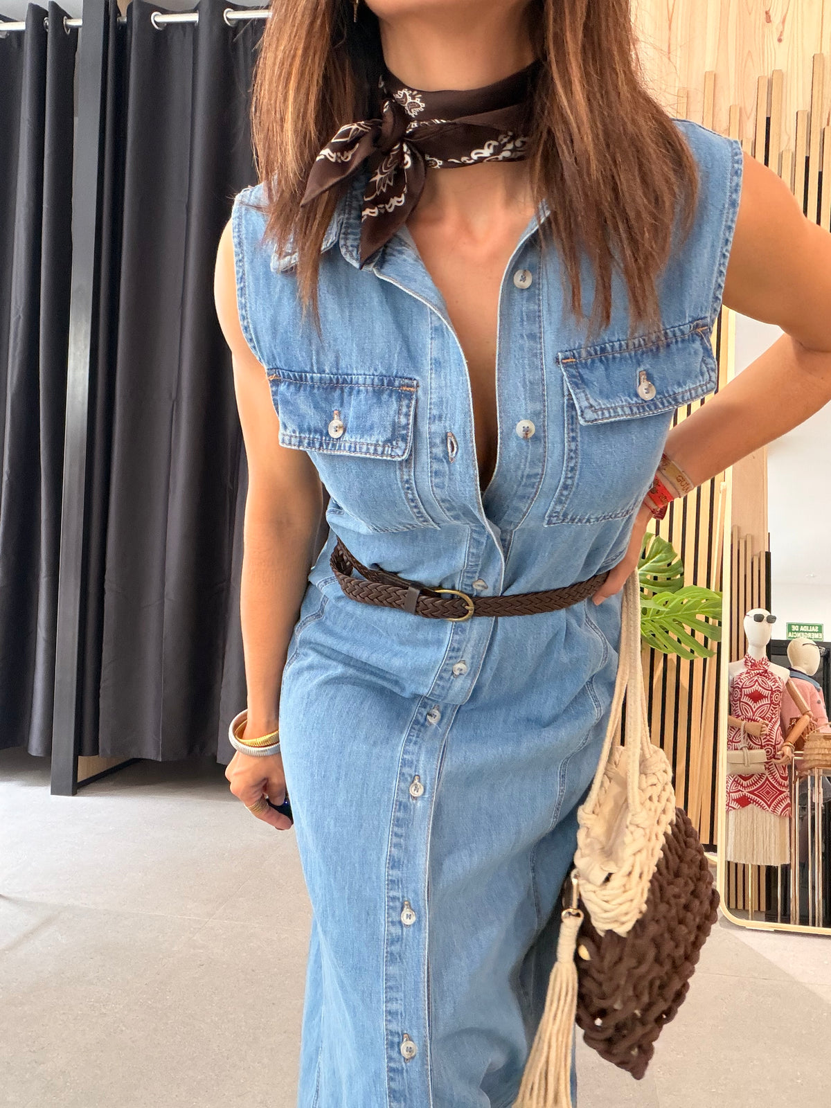 Vestido Denim Midi