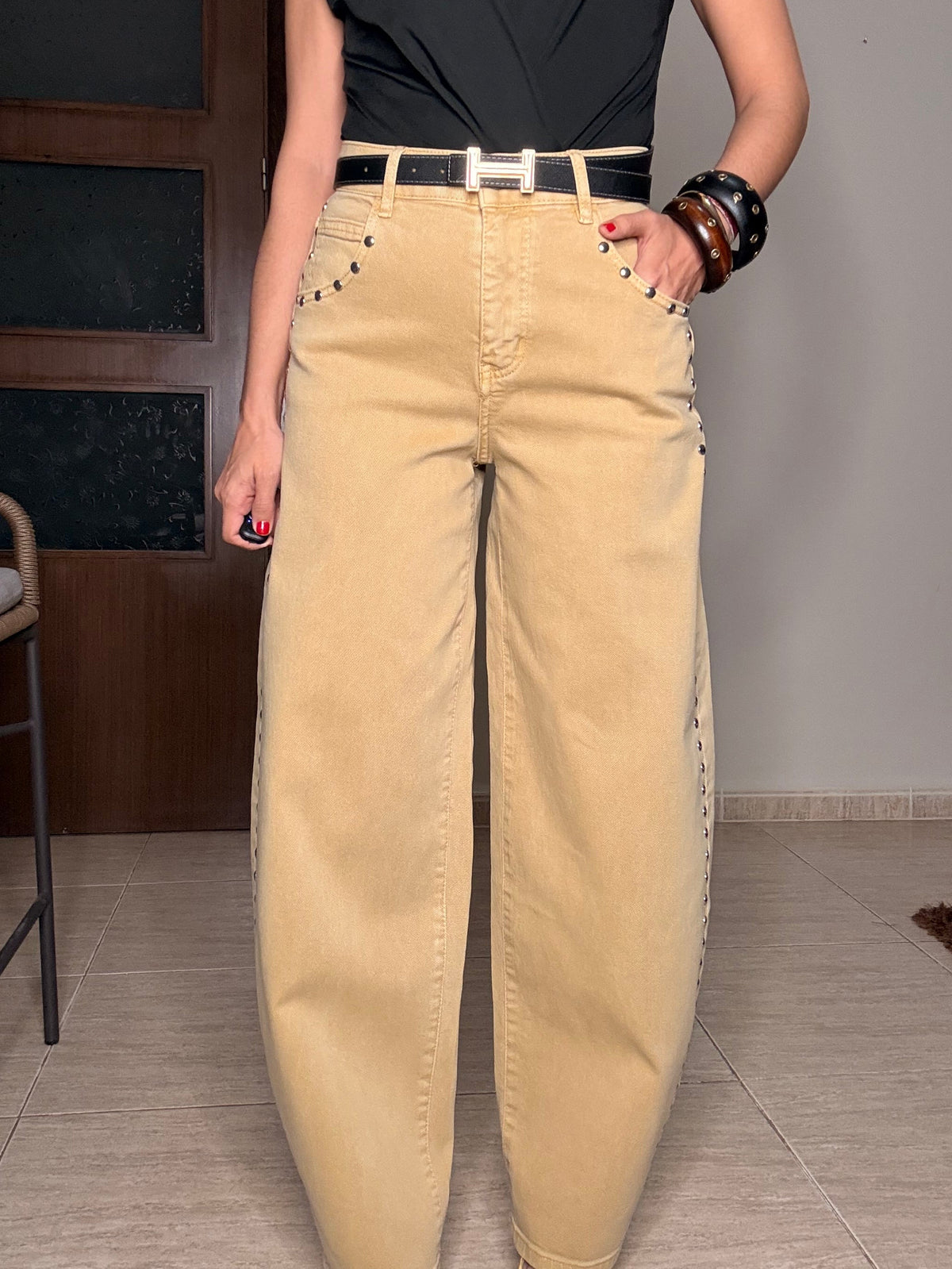 Jeans Barrel Tachas
