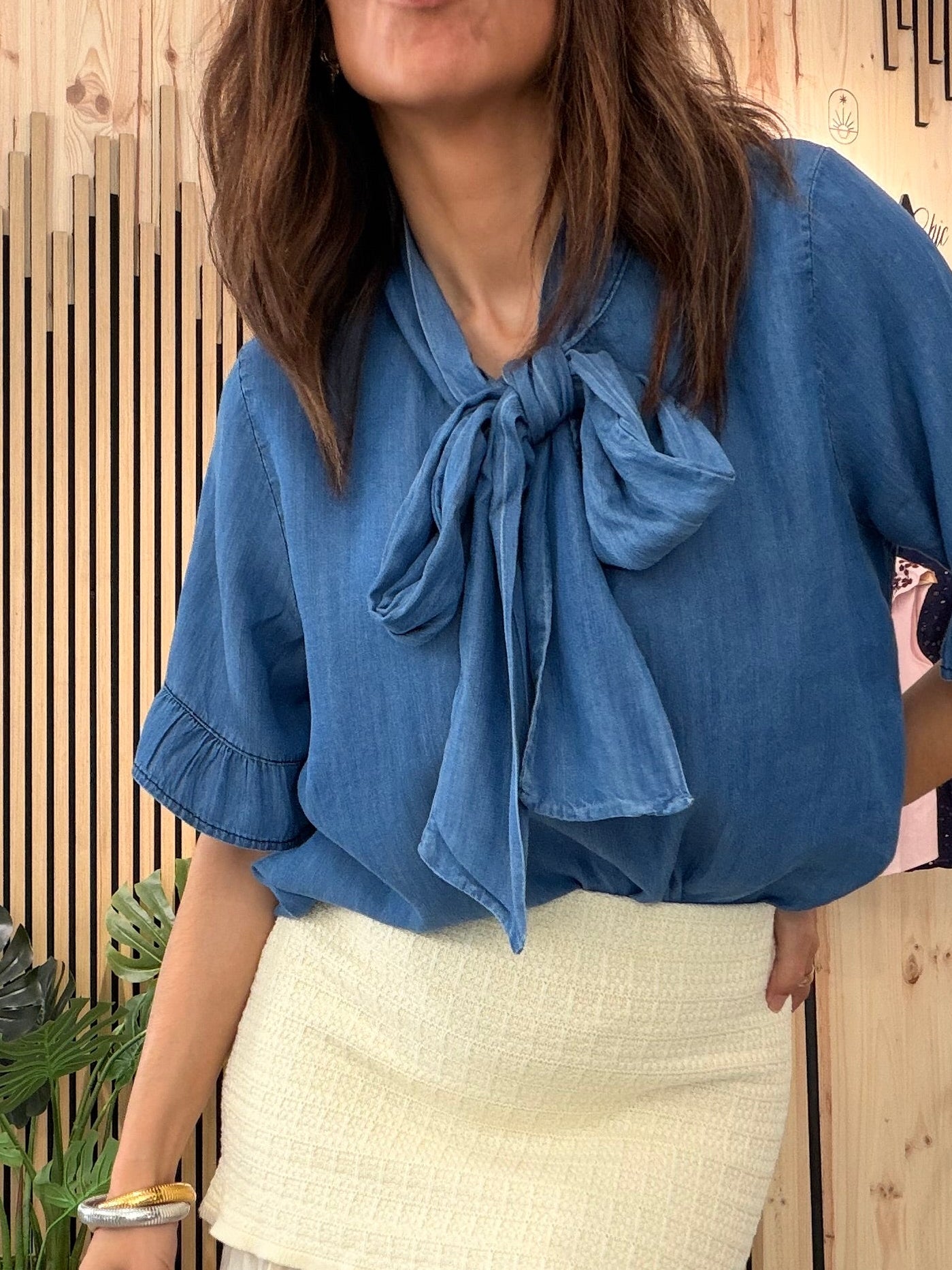 Blusa Denim Lazo