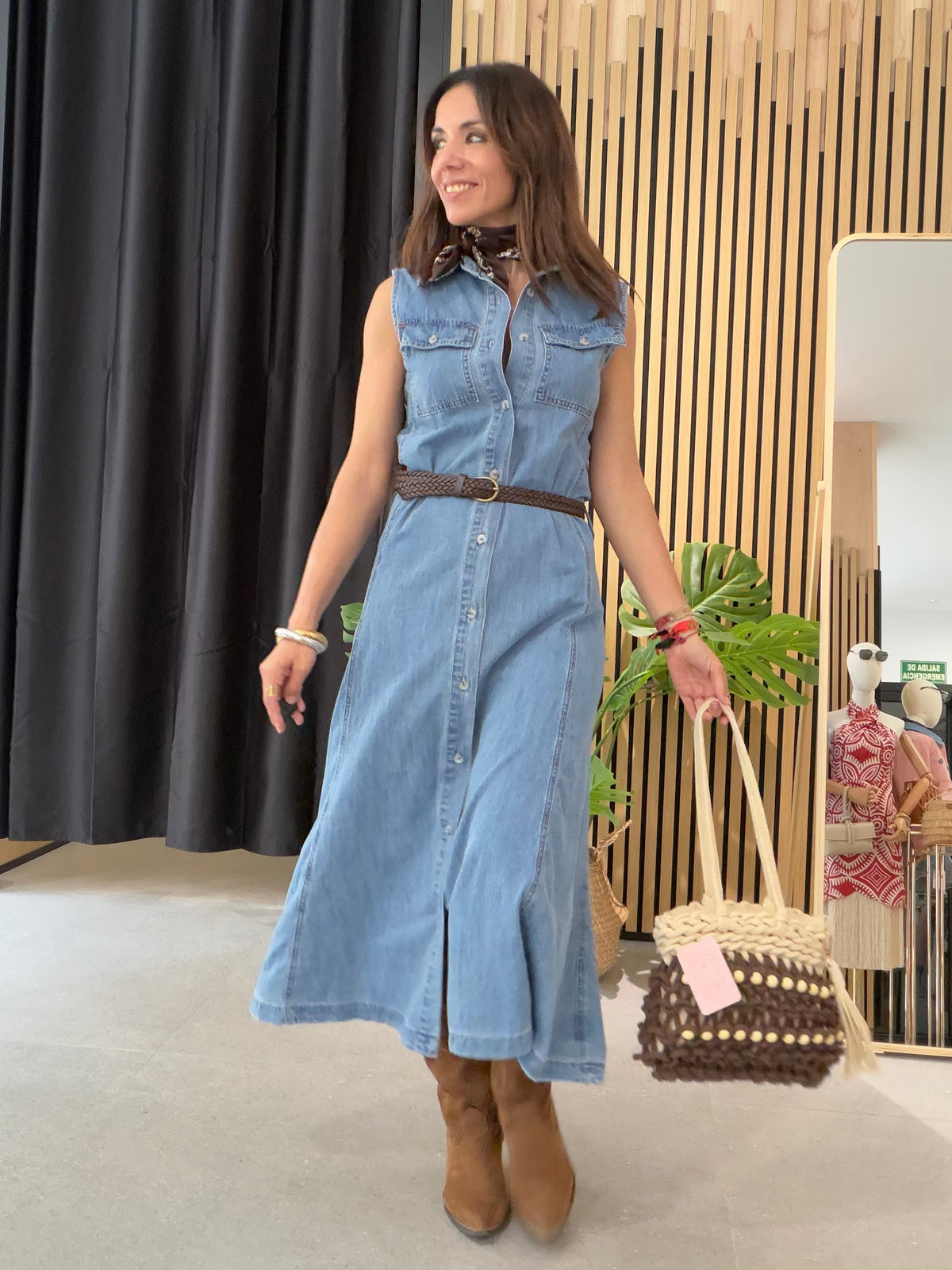 Vestido Denim Midi
