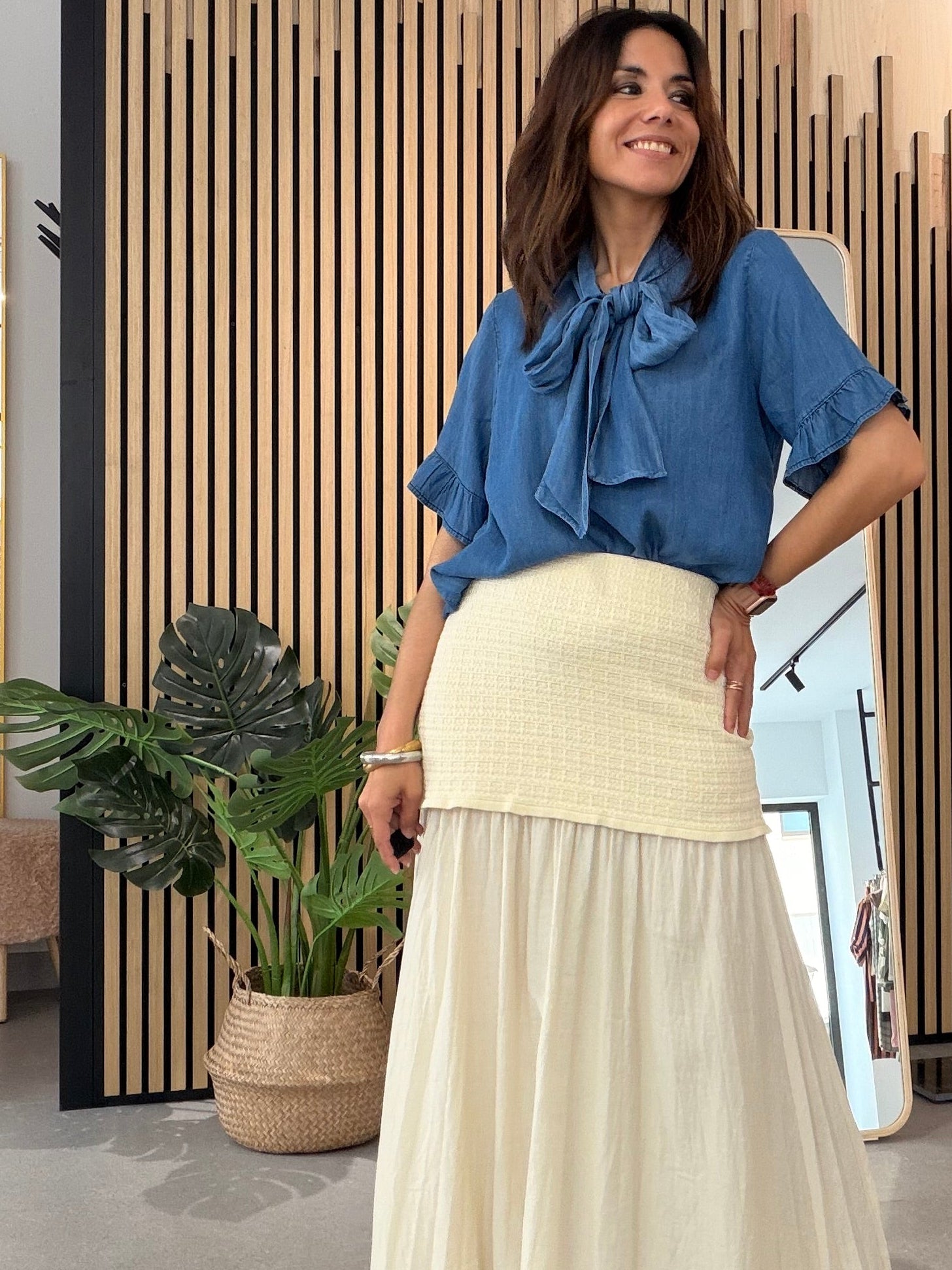 Blusa Denim Lazo