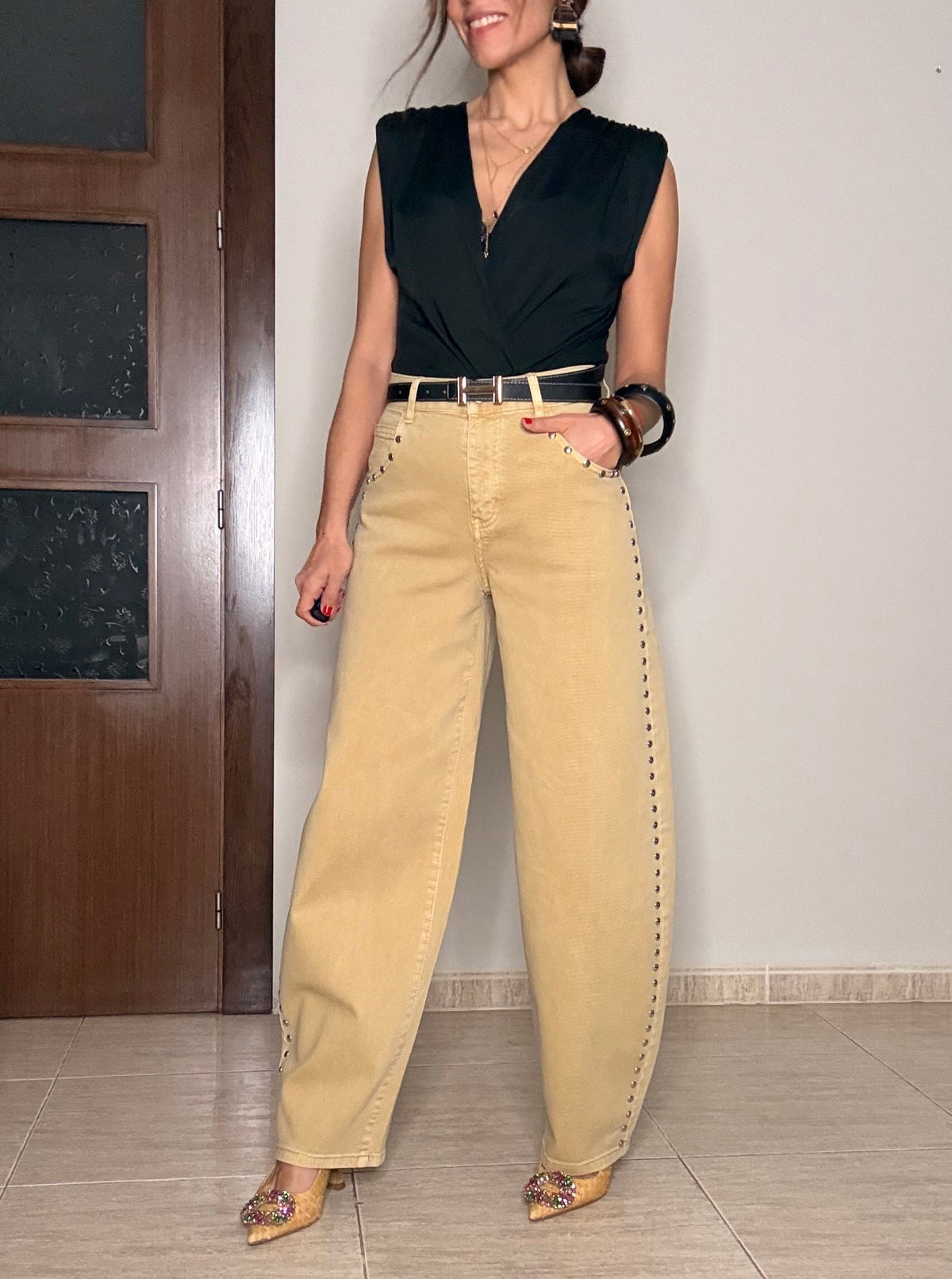 Jeans Barrel Tachas