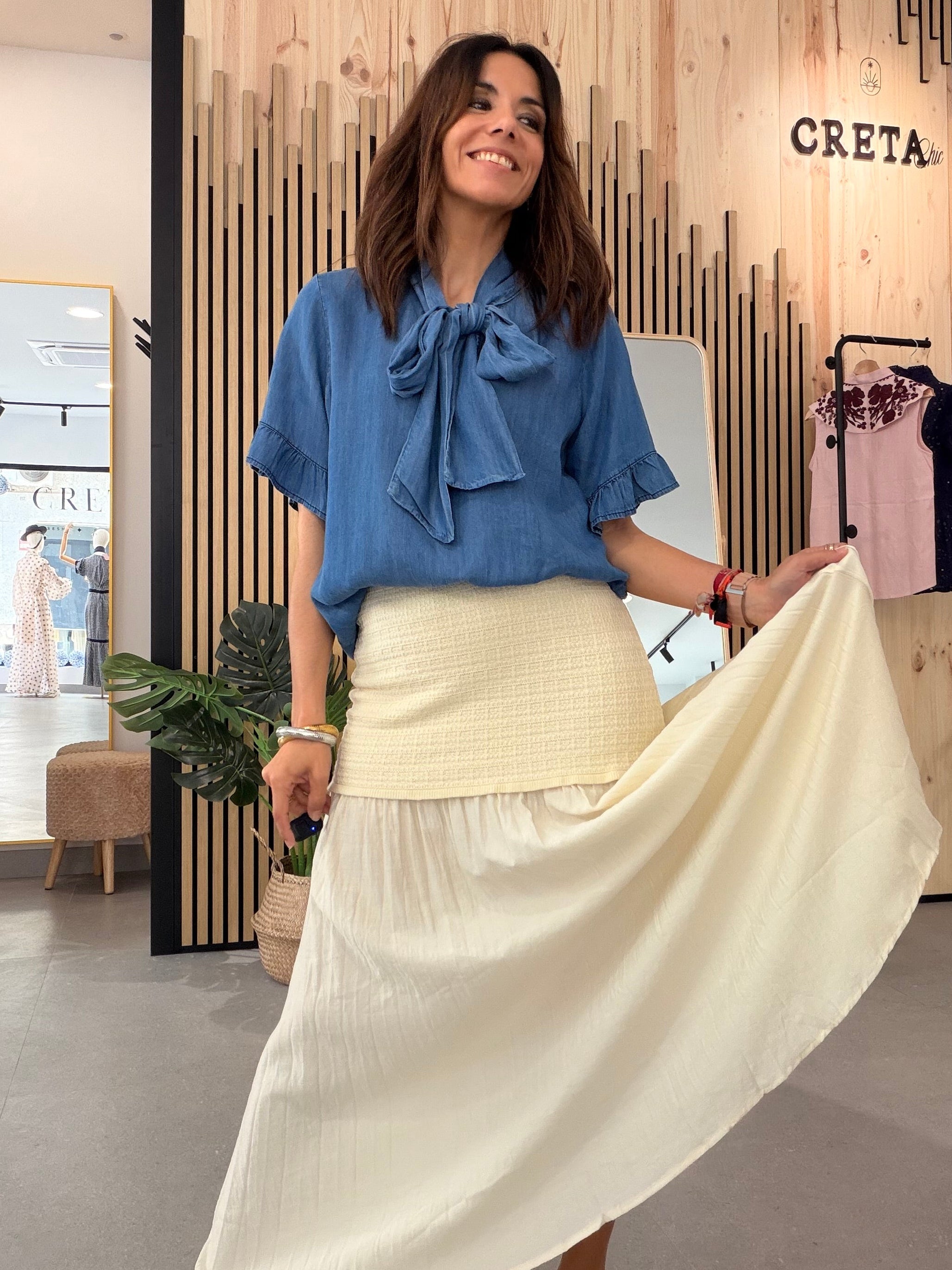 Blusa Denim Lazo