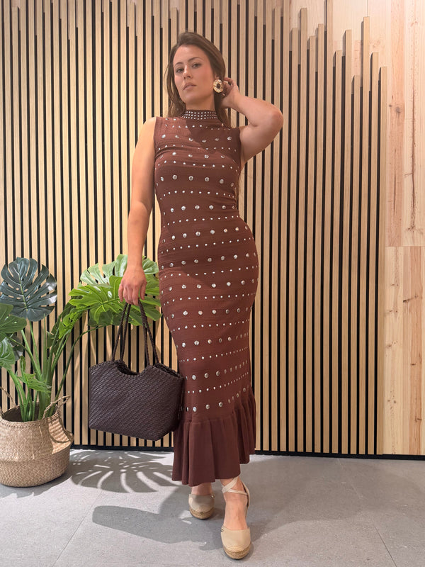 Vestido Moca Tachas