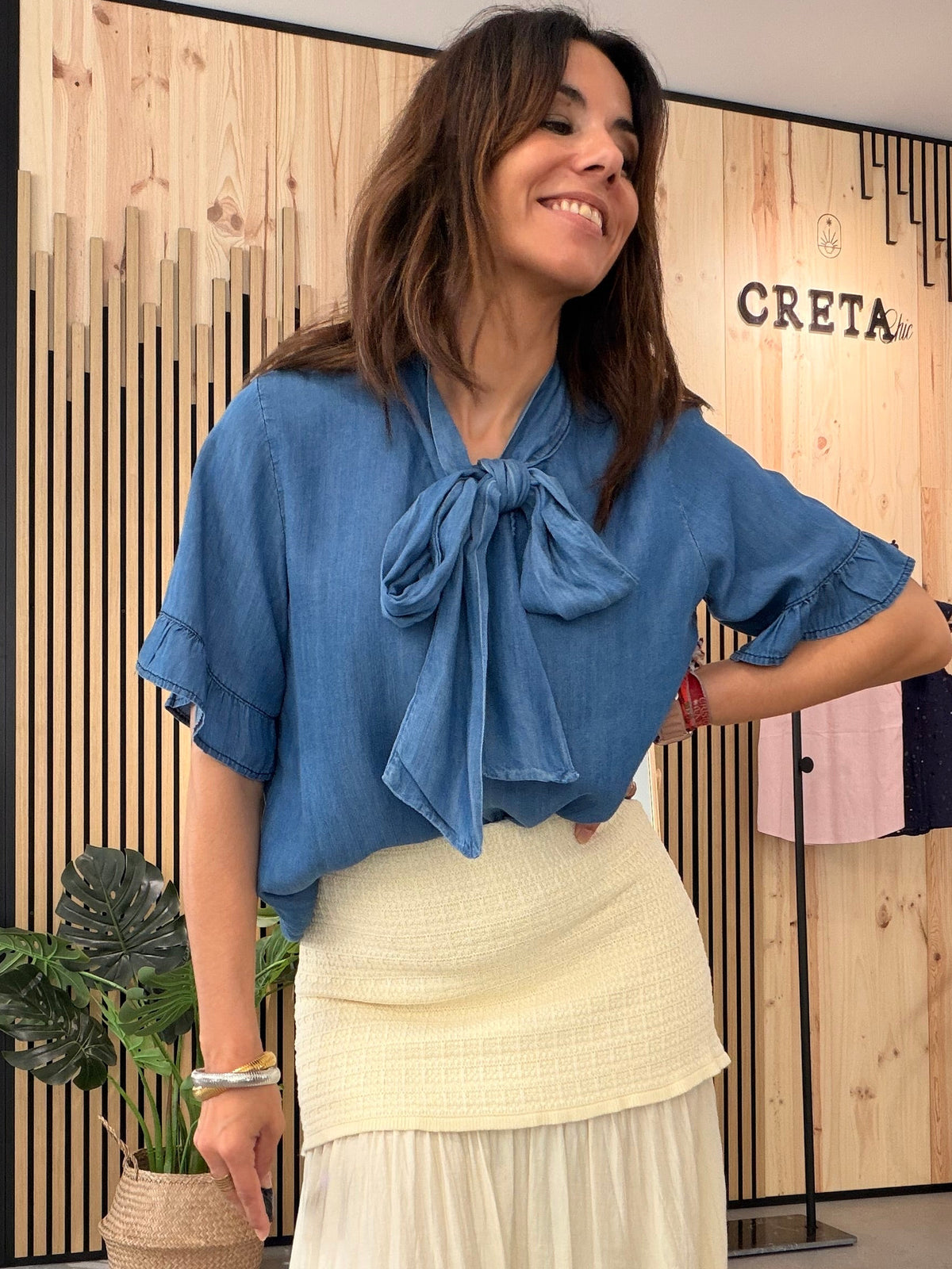 Blusa Denim Lazo